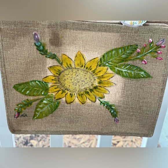 Handpainted Sunflower Jute Tote and Fedora Set - Picture 2 of 3